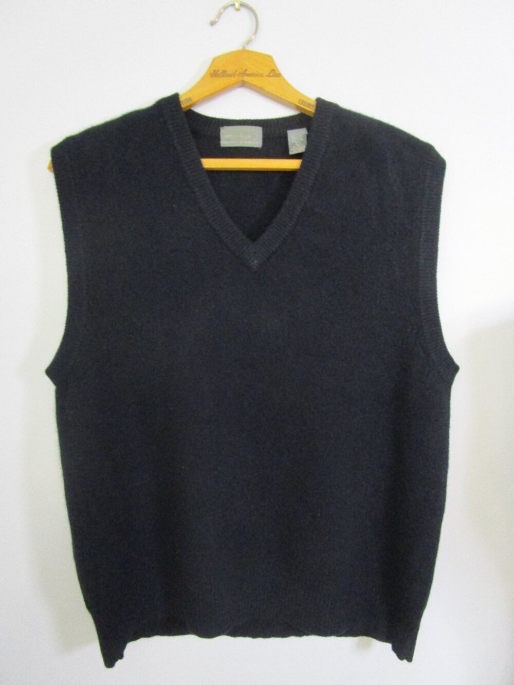 Mens Cashmere Wool Vest Classic V Neck Pullover Sweater Black